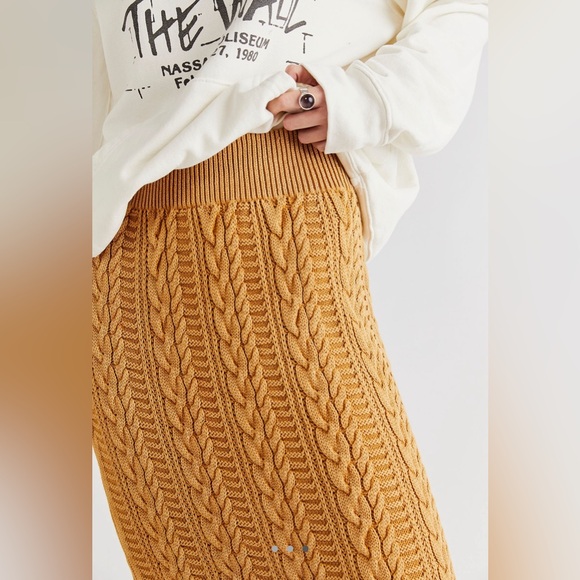 Free People mustard Margo swift knit midi skirt m - Picture 3 of 10